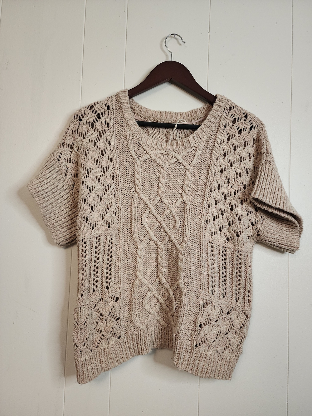 Prana Cable Knit Sweater in Beige Size Medium